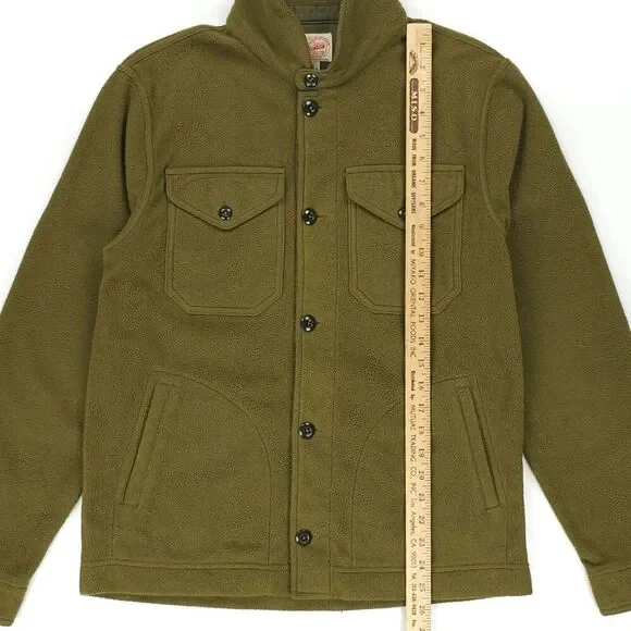 J CREW Sportsman Fleece Shirt Jacket Overshirt Military Olive Minimal Gorpcore - Picture 5 of 9